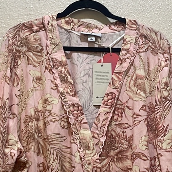 Romantic Floral Print Flare Sleeve Romper - Agua Bendita Blush 3X - Picture 6 of 11